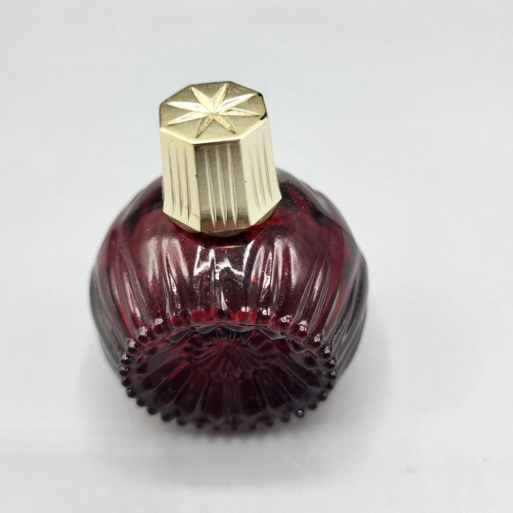 Vintage EMPTY Avon Charisma Cologne 1 fl oz Ribbed Ruby Red Glass Bottle Small